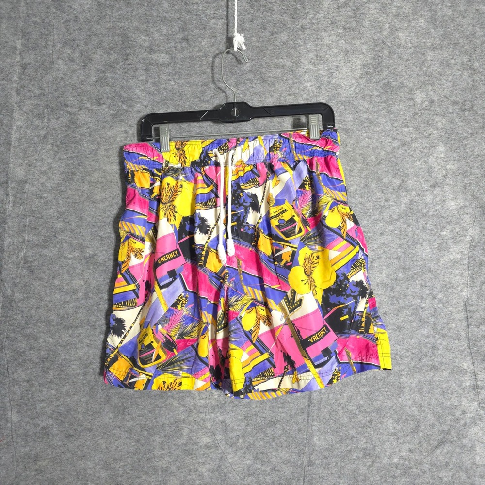 Palm Angels Graphic Swim Shorts Mens XL Multi Color Vacancy Sunscreen PMFD002S23